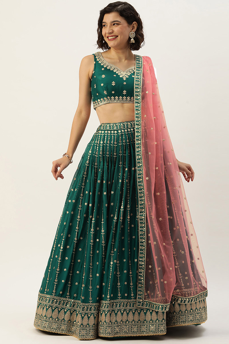 green lehenga, lehenga and dupatta
