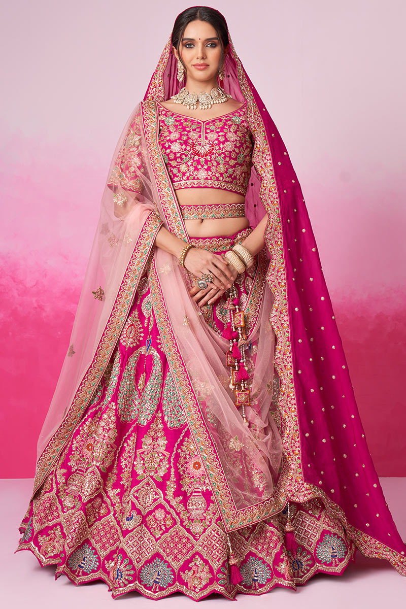 Silk embroidery lehenga, what to wear to hindu wedding